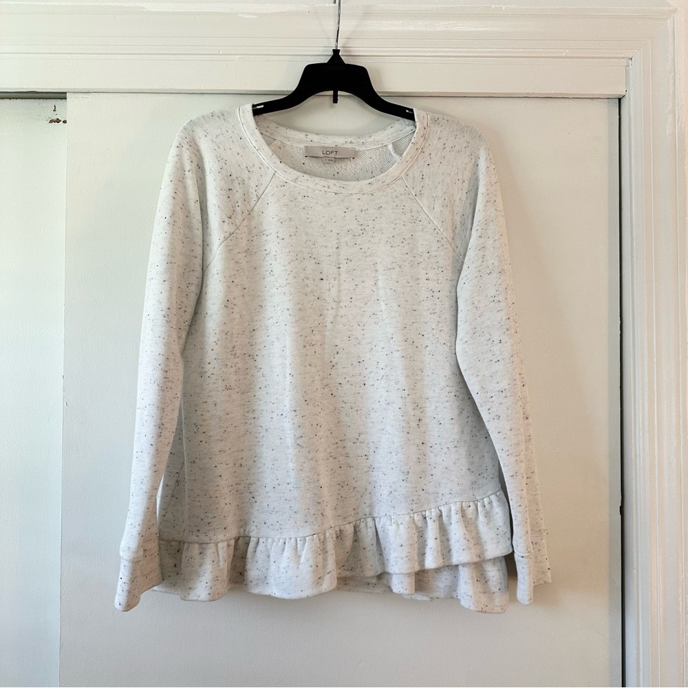 LOFT Heathered Ruffle Sweater